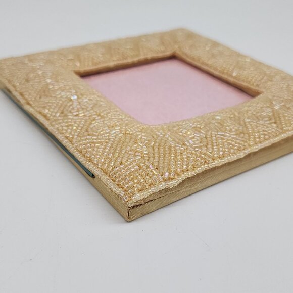 Beaded Yellow Square Photo Frame 3" Exterior 5.5" - Picture 8 of 11